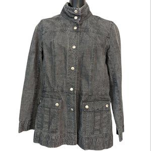 III State Gray Denim Fitted Jacket - Military Style - Size 8